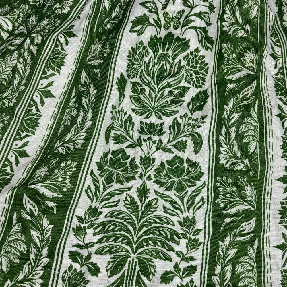 Farm Rio Midi Dress Womens Large Green Delicate Tapestry 100% Linen Strappy NWT - Picture 2 of 10